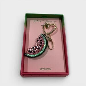 Betsey Johnson Crystal Watermelon Embellished Key Fob Bag Charm New in Box